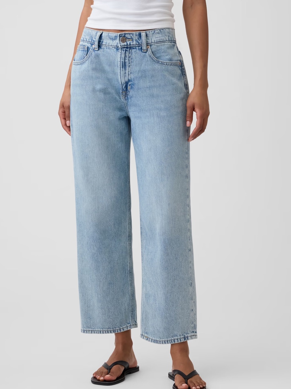 Low Slung Super Soft Relaxed Straight Crop Jeans